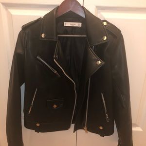 MANGO BLACK LEATHER JACKET EU SIZE M USA SIZE S